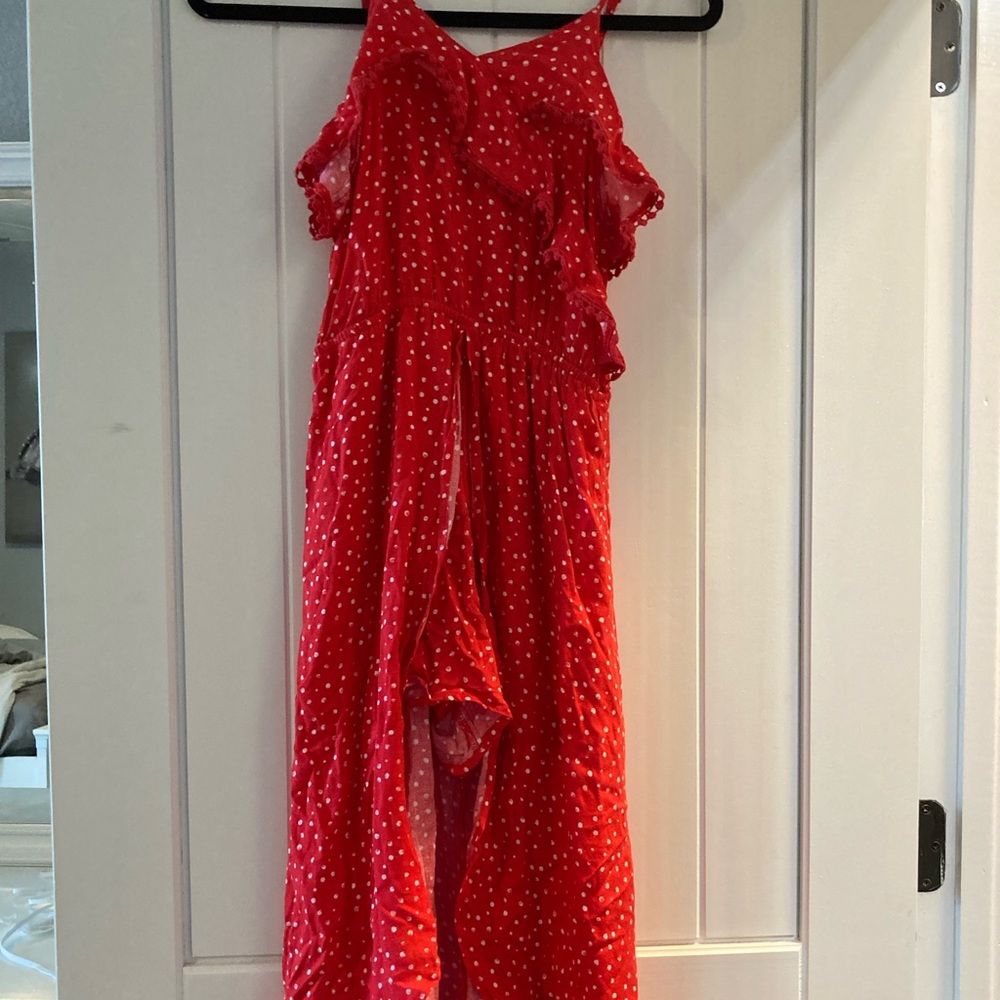Girls red and white romper